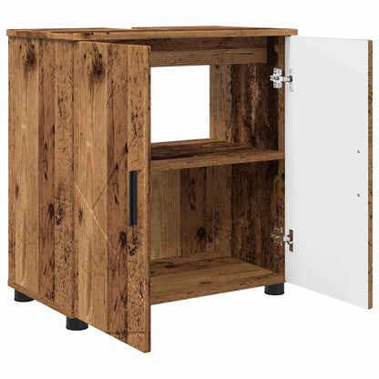 Set di mobili per il bagno con cassetto 3 pcs Legno vecchio