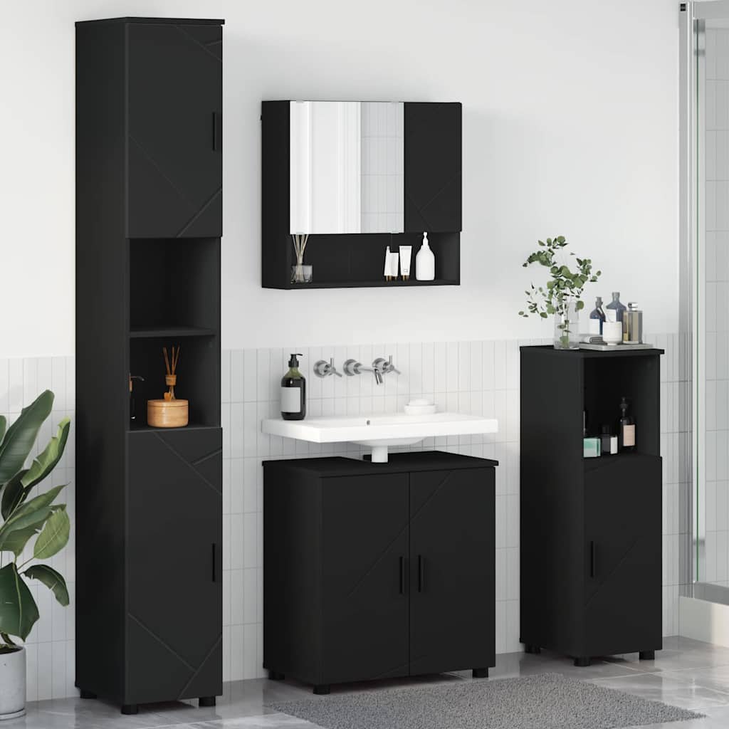 Set di mobili per il bagno Montaggio a parete 4 pcs Nero
