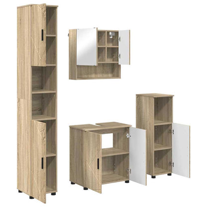 Set di mobili per il bagno con porta 4 pcs Rovere Sonoma