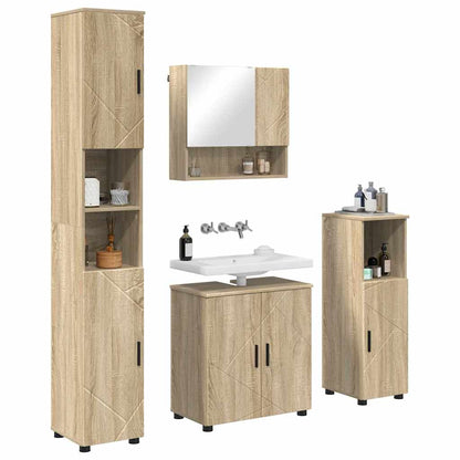 Set di mobili per il bagno con porta 4 pcs Rovere Sonoma