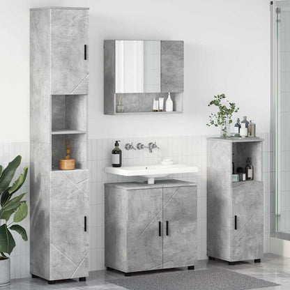 Set di mobili per il bagno con porta 4 pcs Grigio cemento