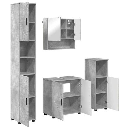 Set di mobili per il bagno con porta 4 pcs Grigio cemento