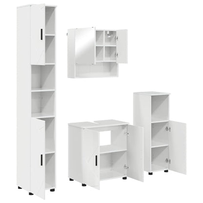 Set di mobili per il bagno con porta 4 pcs Bianco Lucido
