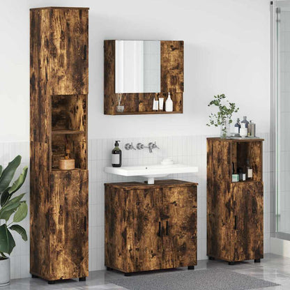 Set di mobili per il bagno Montaggio a parete 4 pcs Rovere fumÃ©