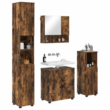 Set di mobili per il bagno Montaggio a parete 4 pcs Rovere fumÃ©