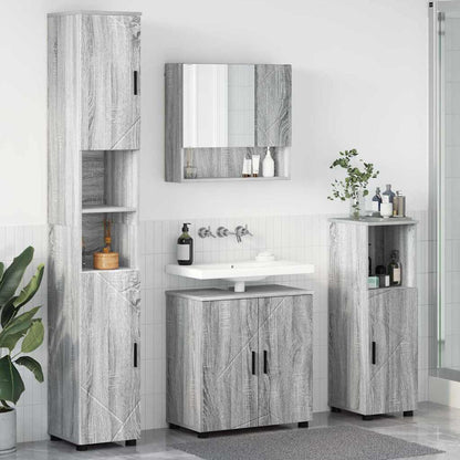 Set di mobili per il bagno con porta 4 pcs Grigio Sonoma