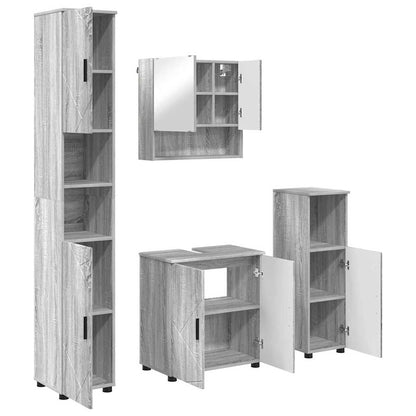 Set di mobili per il bagno con porta 4 pcs Grigio Sonoma