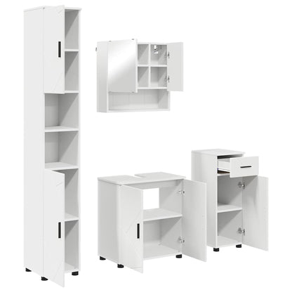 Set di mobili per il bagno con cassetto con porta 4 pcs Bianco