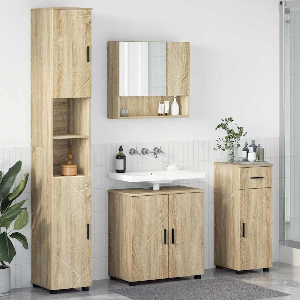Set di mobili per il bagno con cassetto 4 pcs Rovere Sonoma