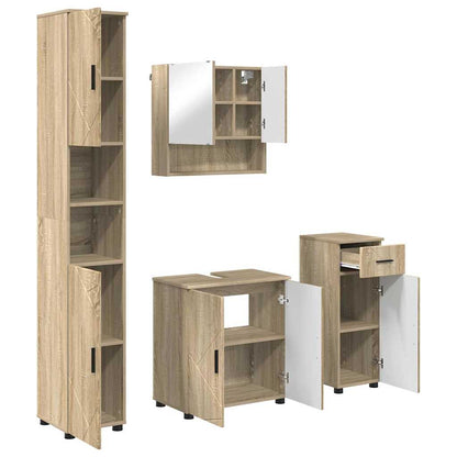 Set di mobili per il bagno con cassetto 4 pcs Rovere Sonoma