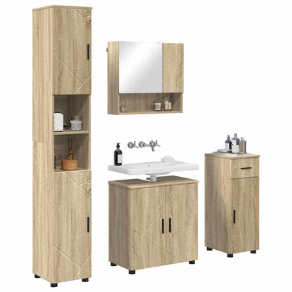 Set di mobili per il bagno con cassetto 4 pcs Rovere Sonoma