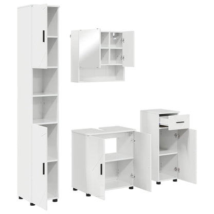 Set di mobili per il bagno con cassetto 4 pcs Bianco Lucido