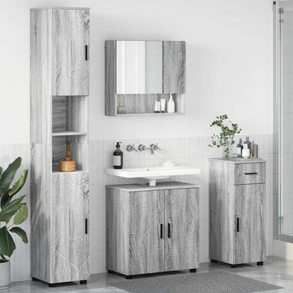 Set di mobili per il bagno con cassetto 4 pcs Grigio Sonoma