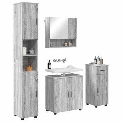 Set di mobili per il bagno con cassetto 4 pcs Grigio Sonoma