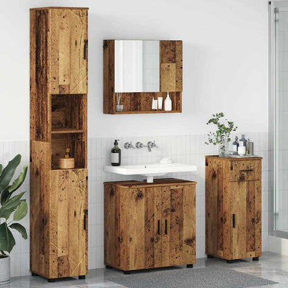 Set di mobili per il bagno con cassetto 4 pcs Legno vecchio