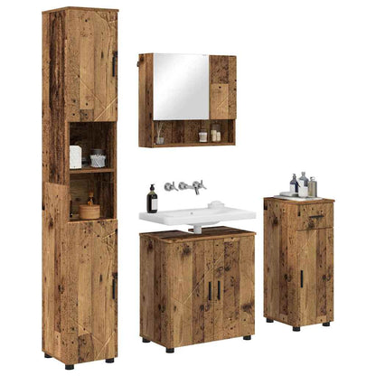 Set di mobili per il bagno con cassetto 4 pcs Legno vecchio