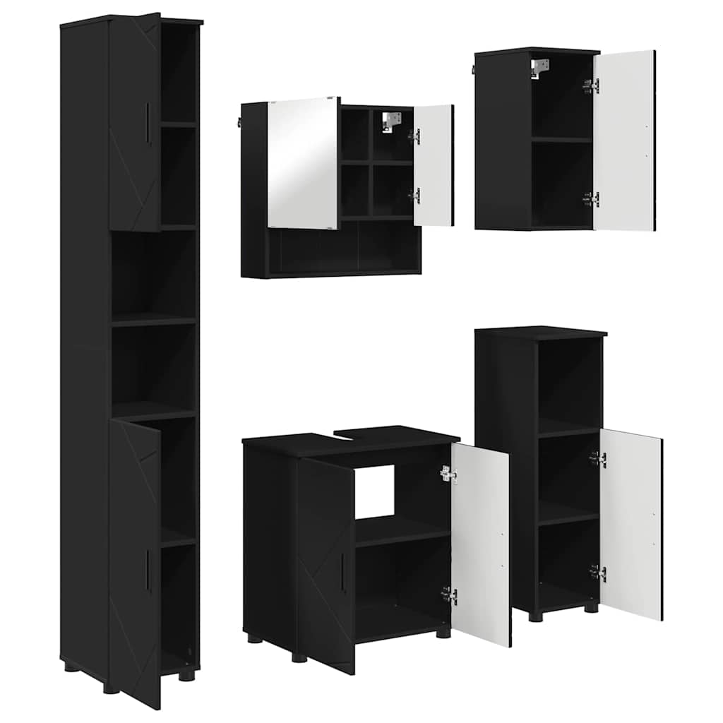 Set di mobili per il bagno Montaggio a parete 5 pcs Nero