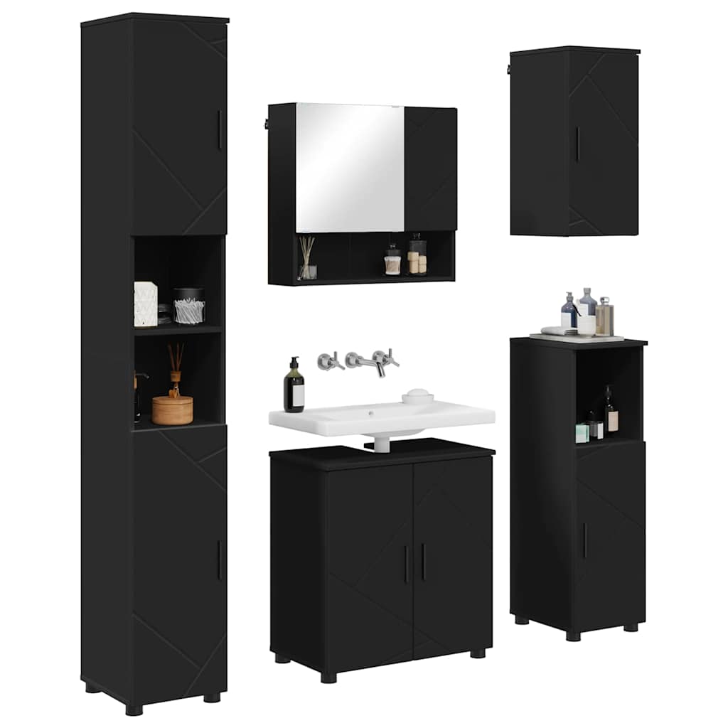 Set di mobili per il bagno Montaggio a parete 5 pcs Nero