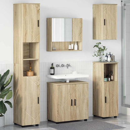 Set di mobili per il bagno con porta 5 pcs Rovere Sonoma