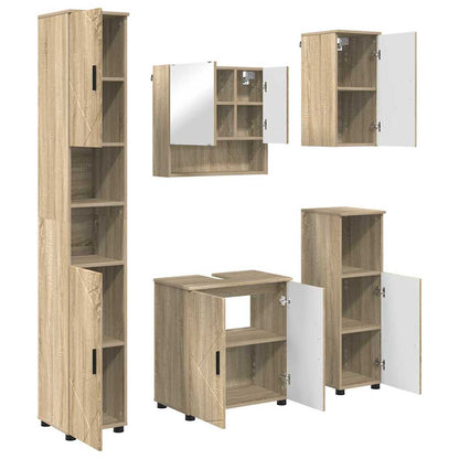 Set di mobili per il bagno con porta 5 pcs Rovere Sonoma
