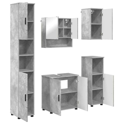 Set di mobili per il bagno con porta 5 pcs Grigio cemento