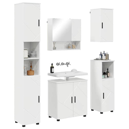 Set di mobili per il bagno con porta 5 pcs Bianco Lucido