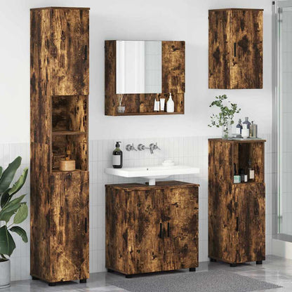 Set di mobili per il bagno Montaggio a parete 5 pcs Rovere fumÃ©