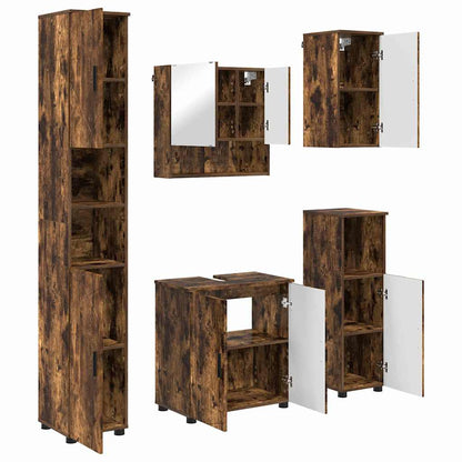 Set di mobili per il bagno Montaggio a parete 5 pcs Rovere fumÃ©