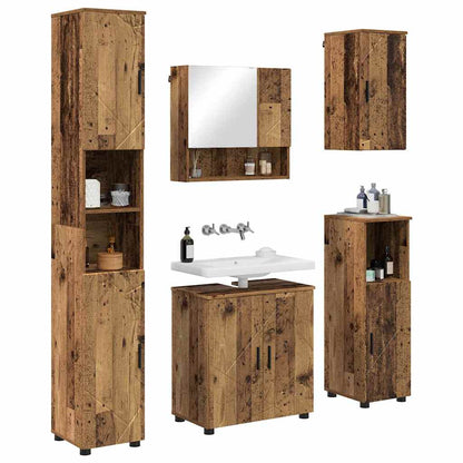 Set di mobili per il bagno con porta 5 pcs Legno vecchio