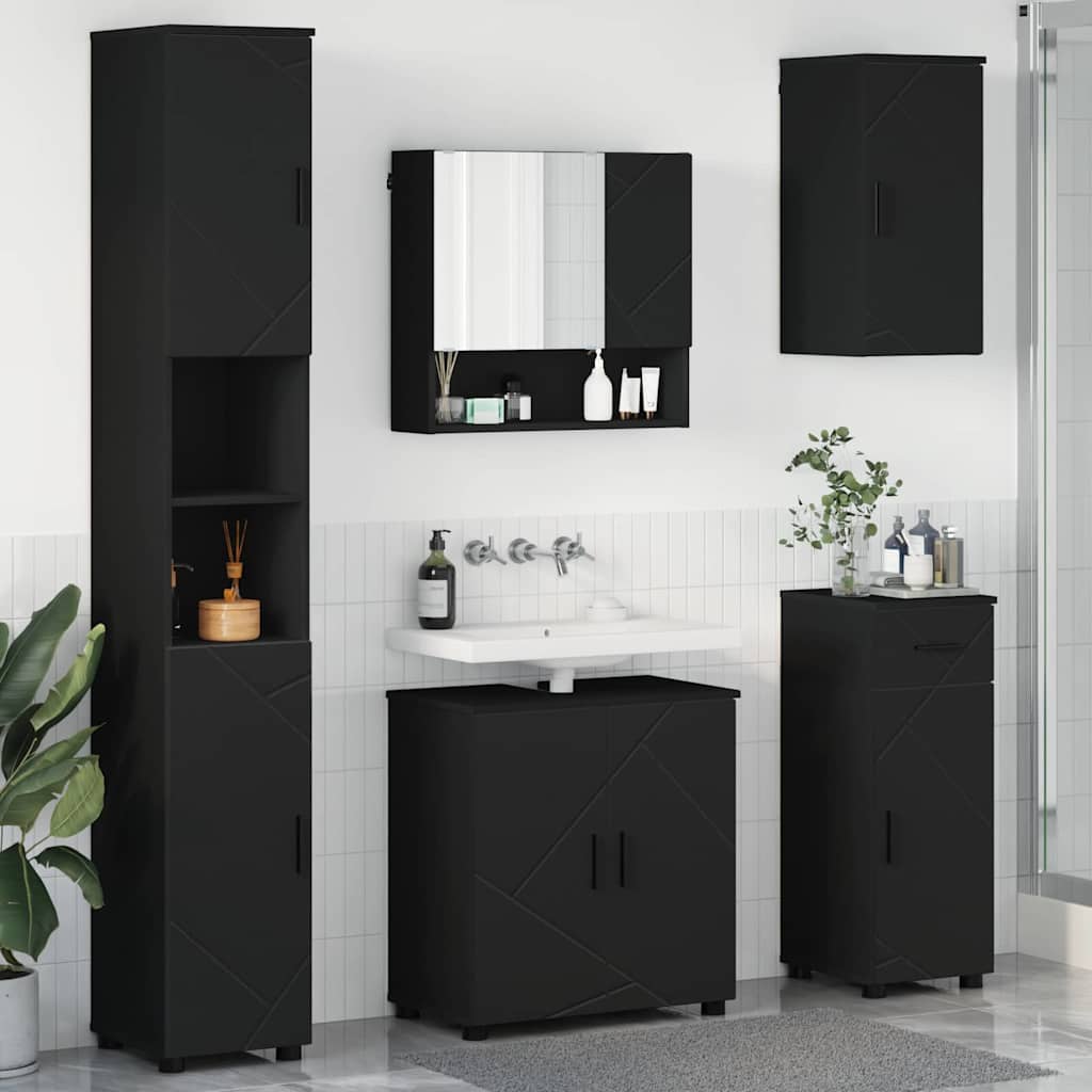 Set di mobili per il bagno con cassetto con porta 5 pcs Nero