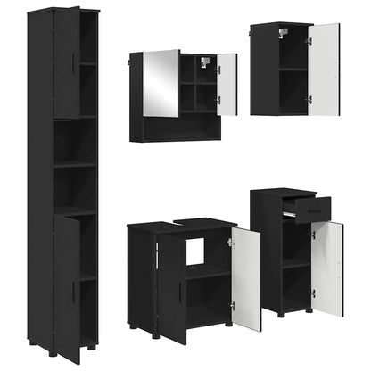 Set di mobili per il bagno con cassetto con porta 5 pcs Nero
