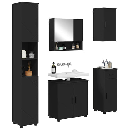 Set di mobili per il bagno con cassetto con porta 5 pcs Nero