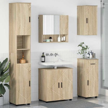 Set di mobili per il bagno con cassetto 5 pcs Rovere Sonoma