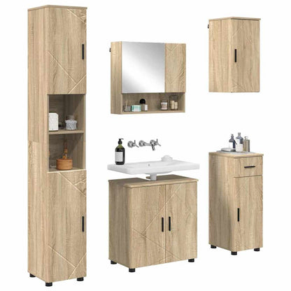 Set di mobili per il bagno con cassetto 5 pcs Rovere Sonoma
