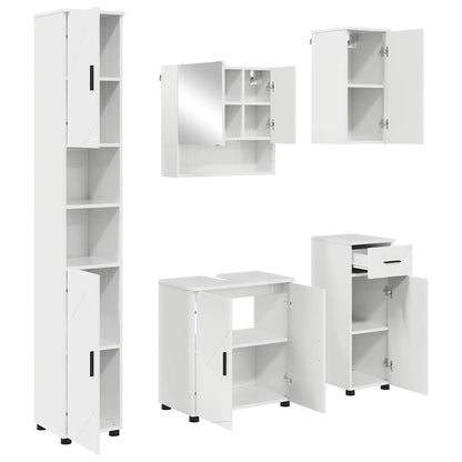 Set di mobili per il bagno con cassetto 5 pcs Bianco Lucido