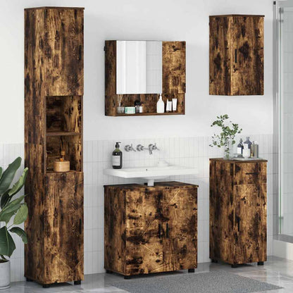 Set di mobili per il bagno con cassetto 5 pcs Rovere fumÃ©