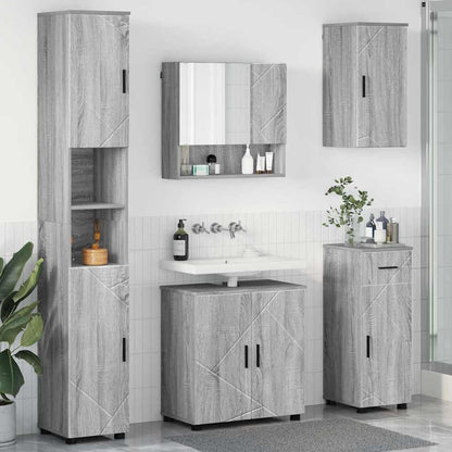 Set di mobili per il bagno con cassetto 5 pcs Grigio Sonoma