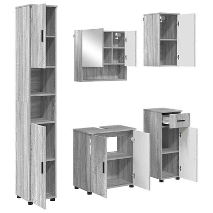 Set di mobili per il bagno con cassetto 5 pcs Grigio Sonoma