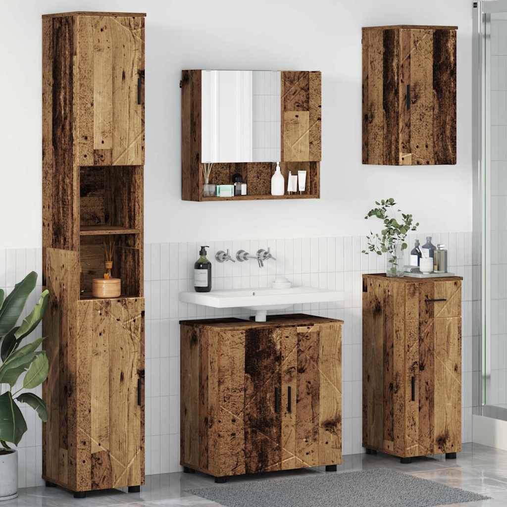 Set di mobili per il bagno con cassetto 5 pcs Legno vecchio