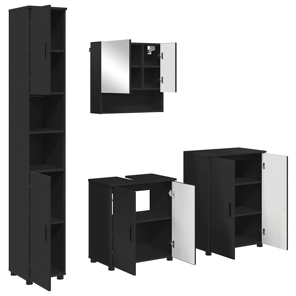 Set di mobili per il bagno Montaggio a parete 4 pcs Nero