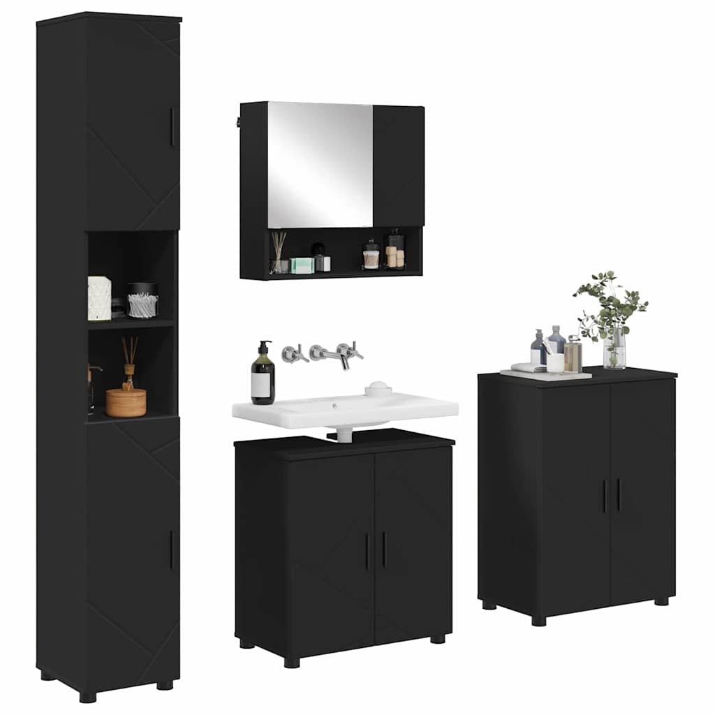 Set di mobili per il bagno Montaggio a parete 4 pcs Nero