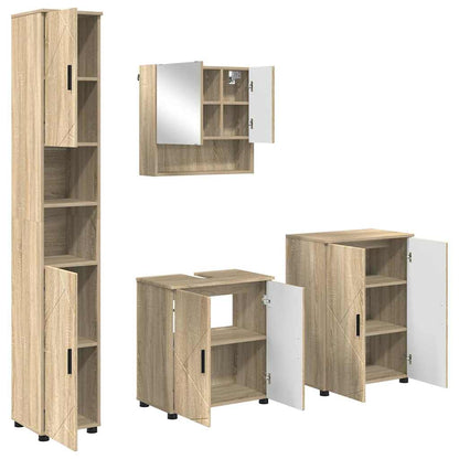 Set di mobili per il bagno con porta 4 pcs Rovere Sonoma
