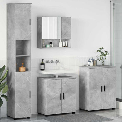 Set di mobili per il bagno con porta 4 pcs Grigio cemento