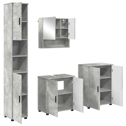Set di mobili per il bagno con porta 4 pcs Grigio cemento