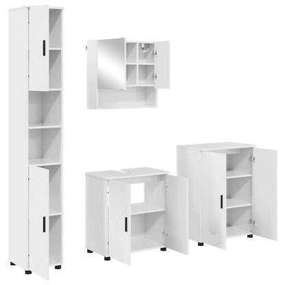 Set di mobili per il bagno con porta 4 pcs Bianco Lucido
