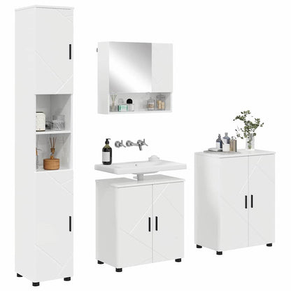 Set di mobili per il bagno con porta 4 pcs Bianco Lucido