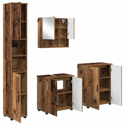 Set di mobili per il bagno con porta 4 pcs Legno vecchio