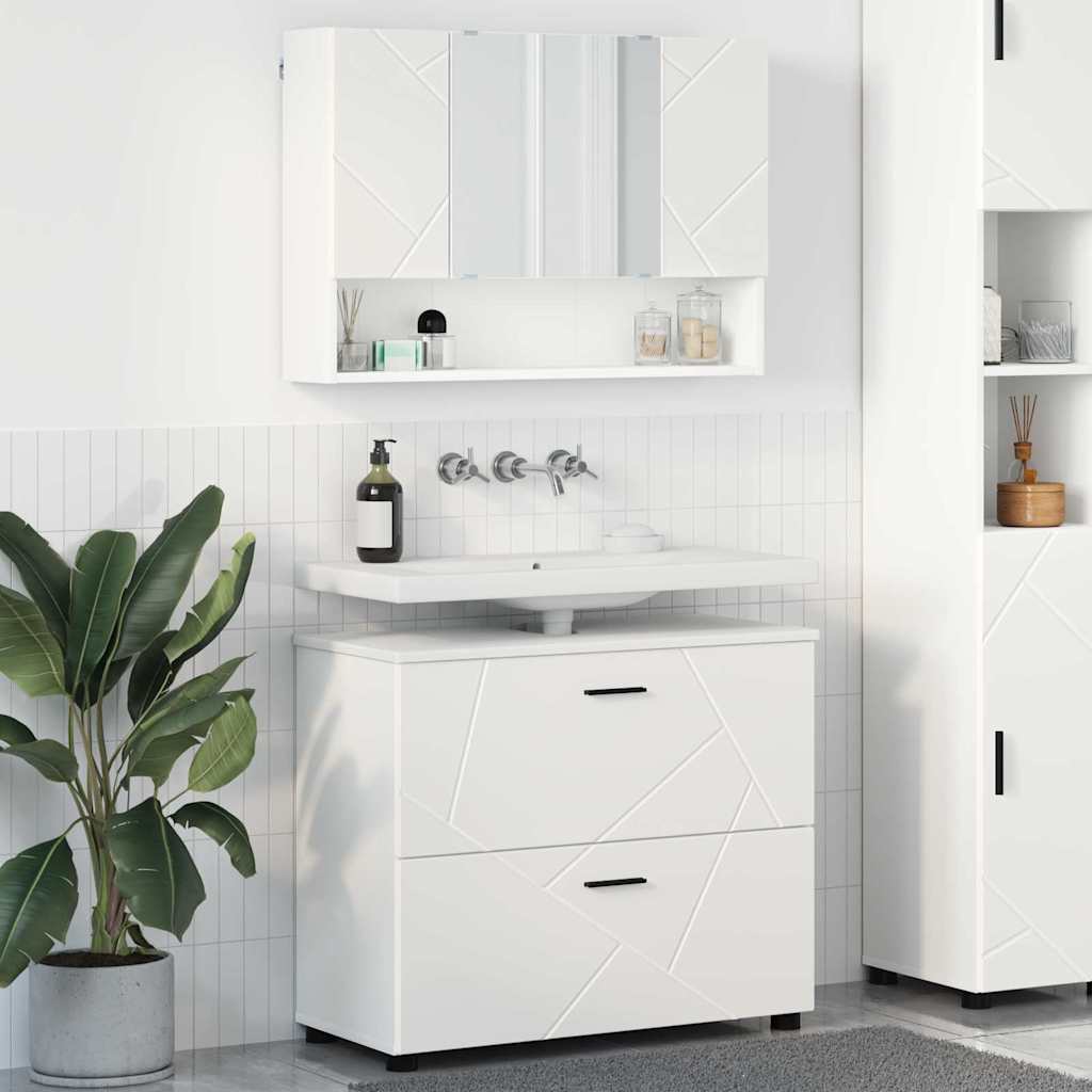 Set di mobili per il bagno con cassetto con porta 2 pcs Bianco