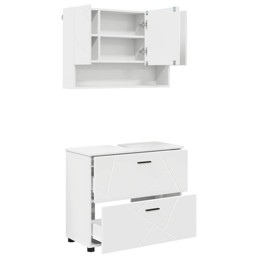 Set di mobili per il bagno con cassetto con porta 2 pcs Bianco