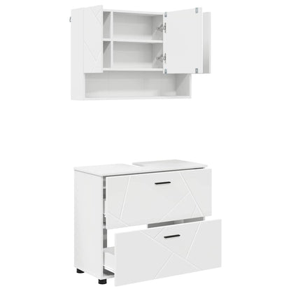Set di mobili per il bagno con cassetto con porta 2 pcs Bianco